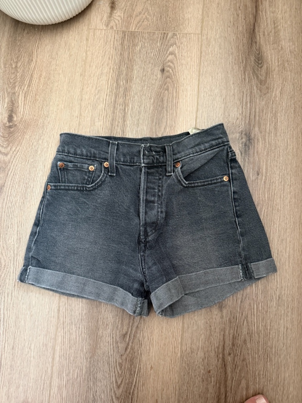 Levi's Black Rolled Cuff Denim Shorts